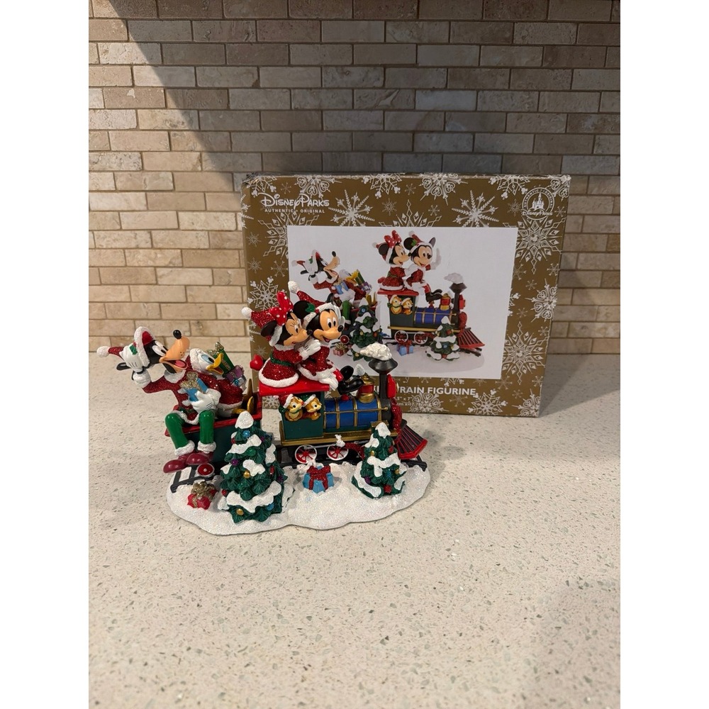 Disney Parks Santa Mickey Train Figurine Christmas Retired